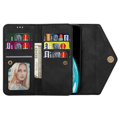 SKALO Samsung S25 N.BEKUS Envelope Clutch 8-Lokeroa Lompakkokotelo - Musta