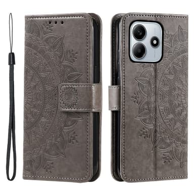SKALO Xiaomi Redmi Note 14 4G Mandala Lompakkokotelo - Harmaa
