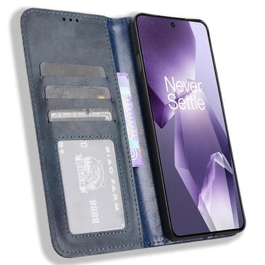 SKALO OnePlus 13R Embossed Premium Lompakkokotelo - Sininen