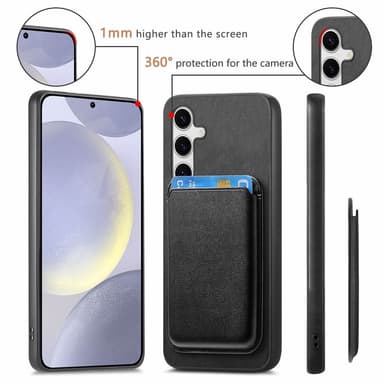 SKALO Samsung S25+ 2-in-1 PU-nahkakotelo+korttikotelo - Musta