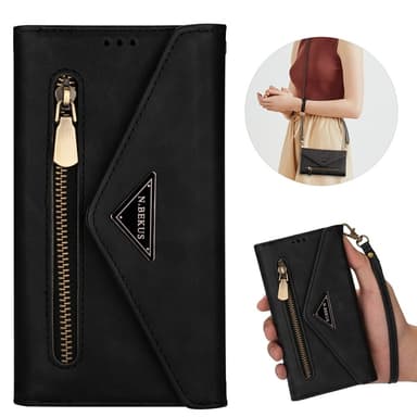 SKALO Samsung S25 N.BEKUS Envelope Clutch 8-Lokeroa Lompakkokotelo - Musta