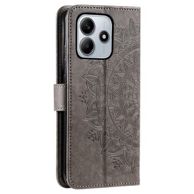 SKALO Xiaomi Redmi Note 14 4G Mandala Lompakkokotelo - Harmaa