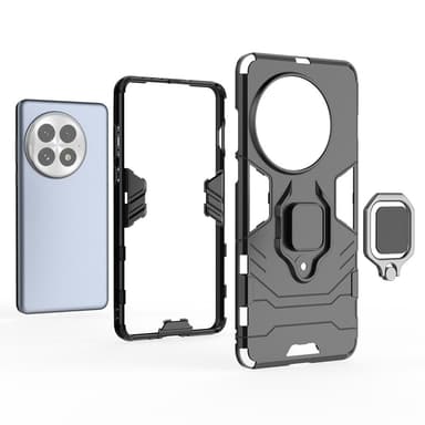 SKALO OnePlus 13 Armor Metallring Suojakuori - Musta