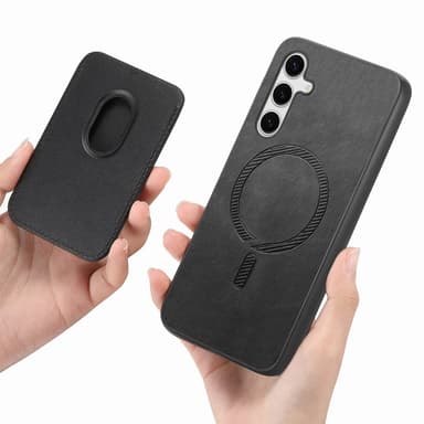 SKALO Samsung S25+ 2-in-1 PU-nahkakotelo+korttikotelo - Musta