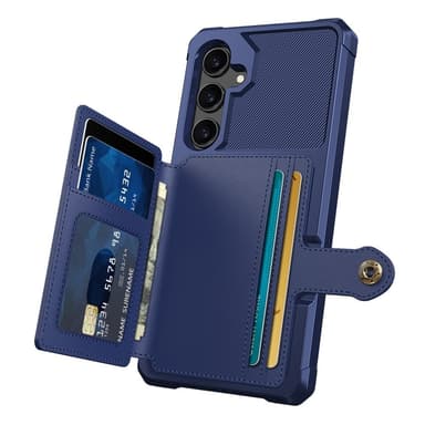 SKALO Samsung S25+ Iskunkestävä kotelo Lompakolla - Sininen