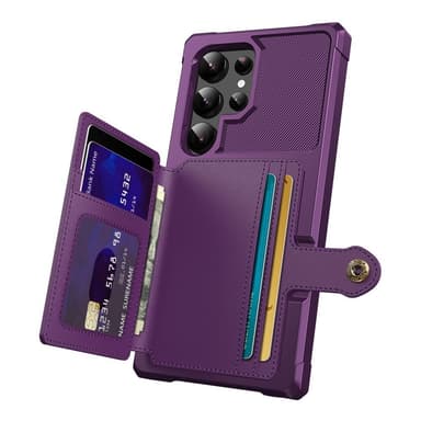 SKALO Samsung S25 Ultra Iskunkestävä kotelo Lompakolla - Violetti