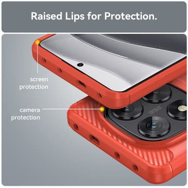 SKALO Xiaomi Redmi Note 14 Pro 5G Armor Carbon Suojakuori - Punainen