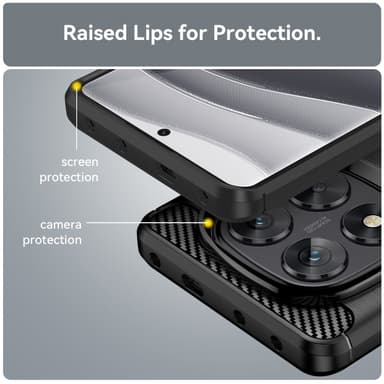SKALO Xiaomi Redmi Note 14 Pro 5G Armor Carbon Suojakuori - Musta
