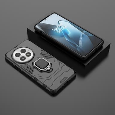 SKALO OnePlus 13 Armor Metallring Suojakuori - Musta