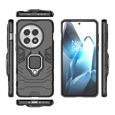 SKALO OnePlus 13 Armor Metallring Suojakuori - Musta