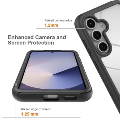 SKALO Samsung S25 Shockproof Clear Hybrid Suojakuori - Musta