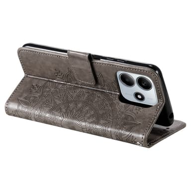 SKALO Xiaomi Redmi Note 14 4G Mandala Lompakkokotelo - Harmaa
