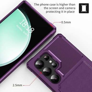 SKALO Samsung S25 Ultra Iskunkestävä kotelo Lompakolla - Violetti
