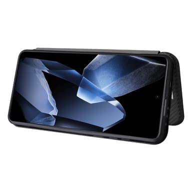SKALO OnePlus 13 Carbon Fiber Lompakkokotelo - Musta