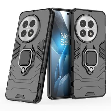 SKALO OnePlus 13 Armor Metallring Suojakuori - Musta