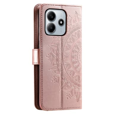 SKALO Xiaomi Redmi Note 14 4G Mandala Lompakkokotelo - Ruusukulta