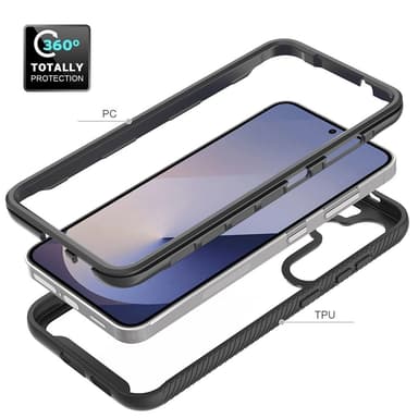 SKALO Samsung S25 Shockproof Clear Hybrid Suojakuori - Musta