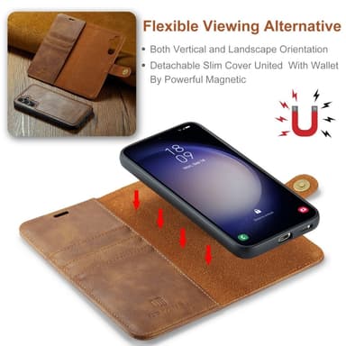 DG MING Samsung S25+ 2-in-1 Magneetti Lompakkokotelo - Ruskea