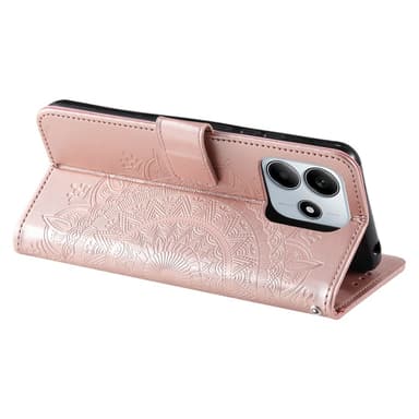 SKALO Xiaomi Redmi Note 14 4G Mandala Lompakkokotelo - Ruusukulta