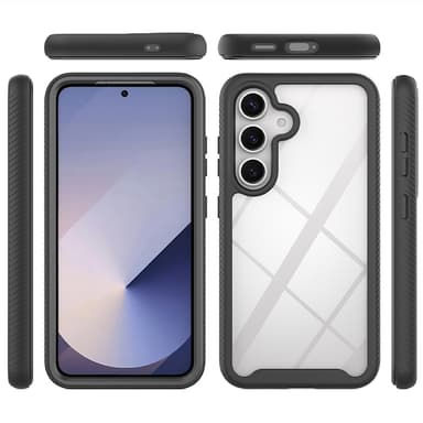 SKALO Samsung S25 Shockproof Clear Hybrid Suojakuori - Musta
