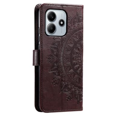SKALO Xiaomi Redmi Note 14 4G Mandala Lompakkokotelo - Ruskea
