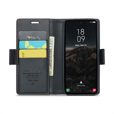 CaseMe Samsung S25 023 Series PU-Läder Lompakkokotelo - Musta