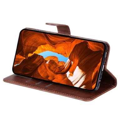 SKALO Xiaomi Redmi Note 14 4G Klassinen vetoketju Lompakkokotelo - Ruskea