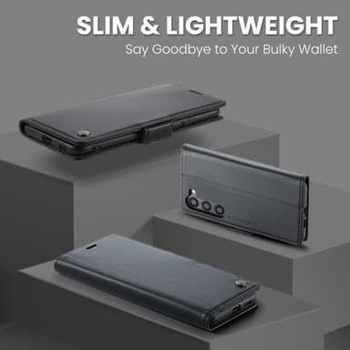 CaseMe Samsung S25 023 Series PU-Läder Lompakkokotelo - Musta