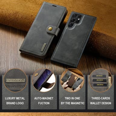 DG MING Samsung S25 Ultra 2-in-1 Magneetti Lompakkokotelo - Harmaa