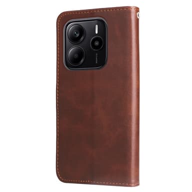 SKALO Xiaomi Redmi Note 14 4G Klassinen vetoketju Lompakkokotelo - Ruskea