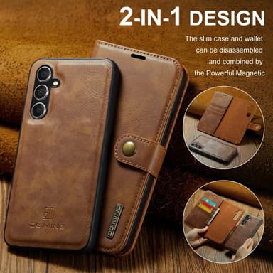 DG MING Samsung S25+ 2-in-1 Magneetti Lompakkokotelo - Ruskea