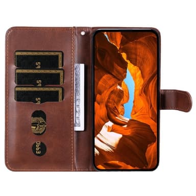 SKALO Xiaomi Redmi Note 14 4G Klassinen vetoketju Lompakkokotelo - Ruskea