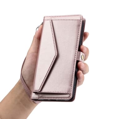 SKALO Samsung S25 PU-Nahkakuori Lompakkokotelo - Ruusukulta