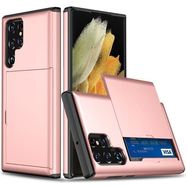 SKALO Samsung S25 Ultra Armor Korttikotelo Suojakuori - Ruusukulta