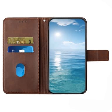 SKALO Xiaomi Redmi Note 14 5G PU-Nahka Lompakkokotelo - Ruskea