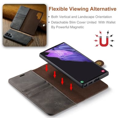 DG MING Samsung S25 Ultra 2-in-1 Magneetti Lompakkokotelo - Harmaa