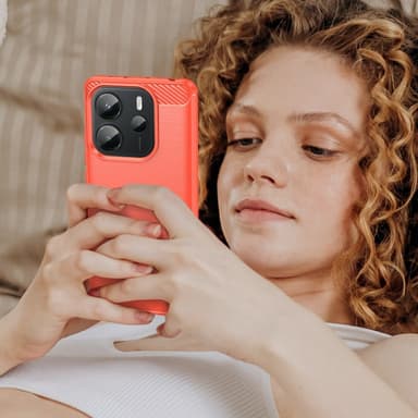 SKALO Xiaomi Redmi Note 14 4G Armor Carbon Suojakuori - Punainen
