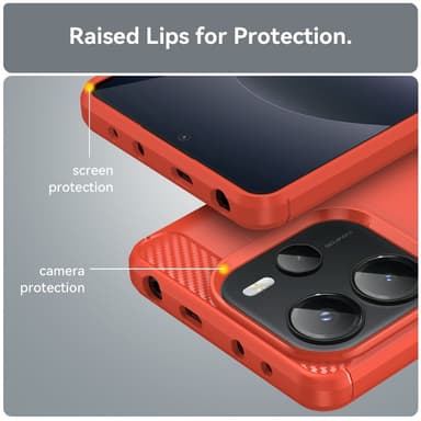 SKALO Xiaomi Redmi Note 14 4G Armor Carbon Suojakuori - Punainen