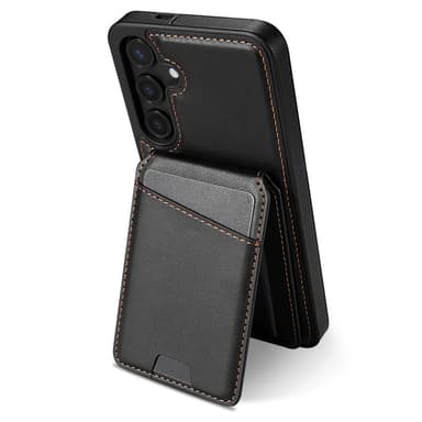 SKALO Samsung S25 PU-nahkainen Irrotettava Lompakkokotelo Suojakuori - Musta