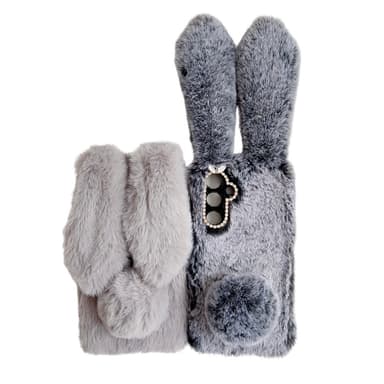 SKALO Samsung S25 3D Fluffy Bunny Suojakuori - Valkoinen
