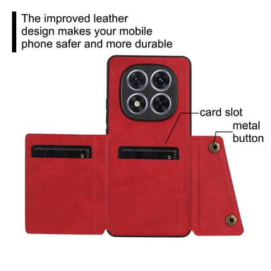 SKALO Xiaomi Redmi Note 14 Pro 5G PU-nahkakotelo, 2 korttipaikkaa Suojakuori - Musta