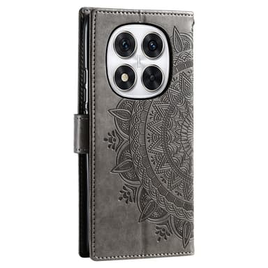 SKALO Xiaomi Redmi Note 14 Pro 5G Mandala Lompakkokotelo - Harmaa