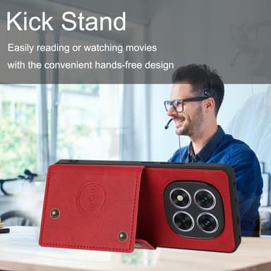 SKALO Xiaomi Redmi Note 14 Pro 5G PU-nahkakotelo, 2 korttipaikkaa Suojakuori - Musta
