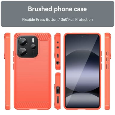 SKALO Xiaomi Redmi Note 14 4G Armor Carbon Suojakuori - Punainen