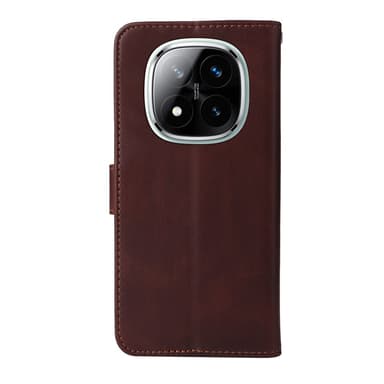 SKALO Xiaomi Redmi Note 14 Pro 5G PU-nahka Lompakkokotelo - Ruskea