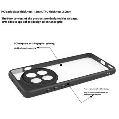SKALO OnePlus 13 Läpinäkyvä TPU-puskuri Suojakuori - Musta