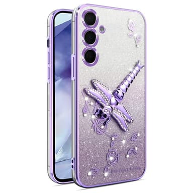 SKALO Samsung S25+ KADEM Dragonfly Glitter Suojakuori - Violetti