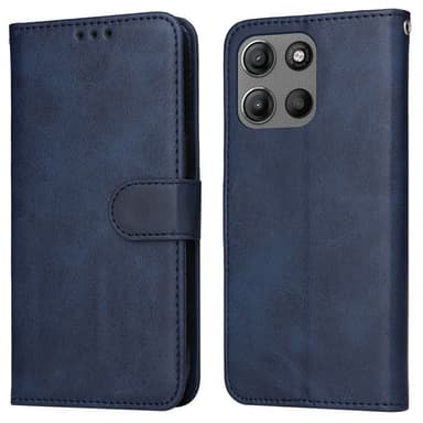 SKALO Motorola Moto G15 4G PU-nahka Lompakkokotelo - Sininen