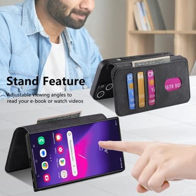 SKALO Samsung S25 Ultra CASENEO MW-03 Lompakkokotelo - Musta