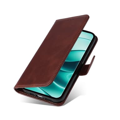 SKALO Xiaomi Redmi Note 14 Pro 5G PU-nahka Lompakkokotelo - Ruskea